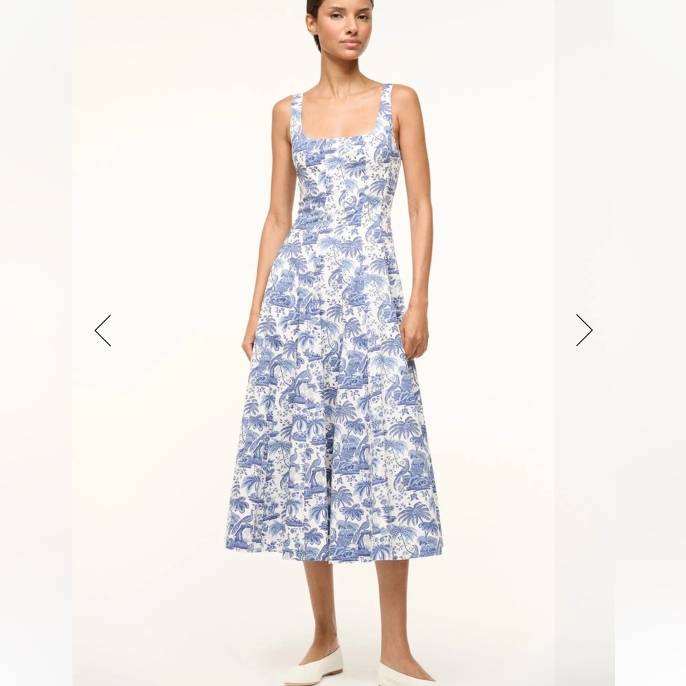 Staud Wells A Line Blue Toile Dress